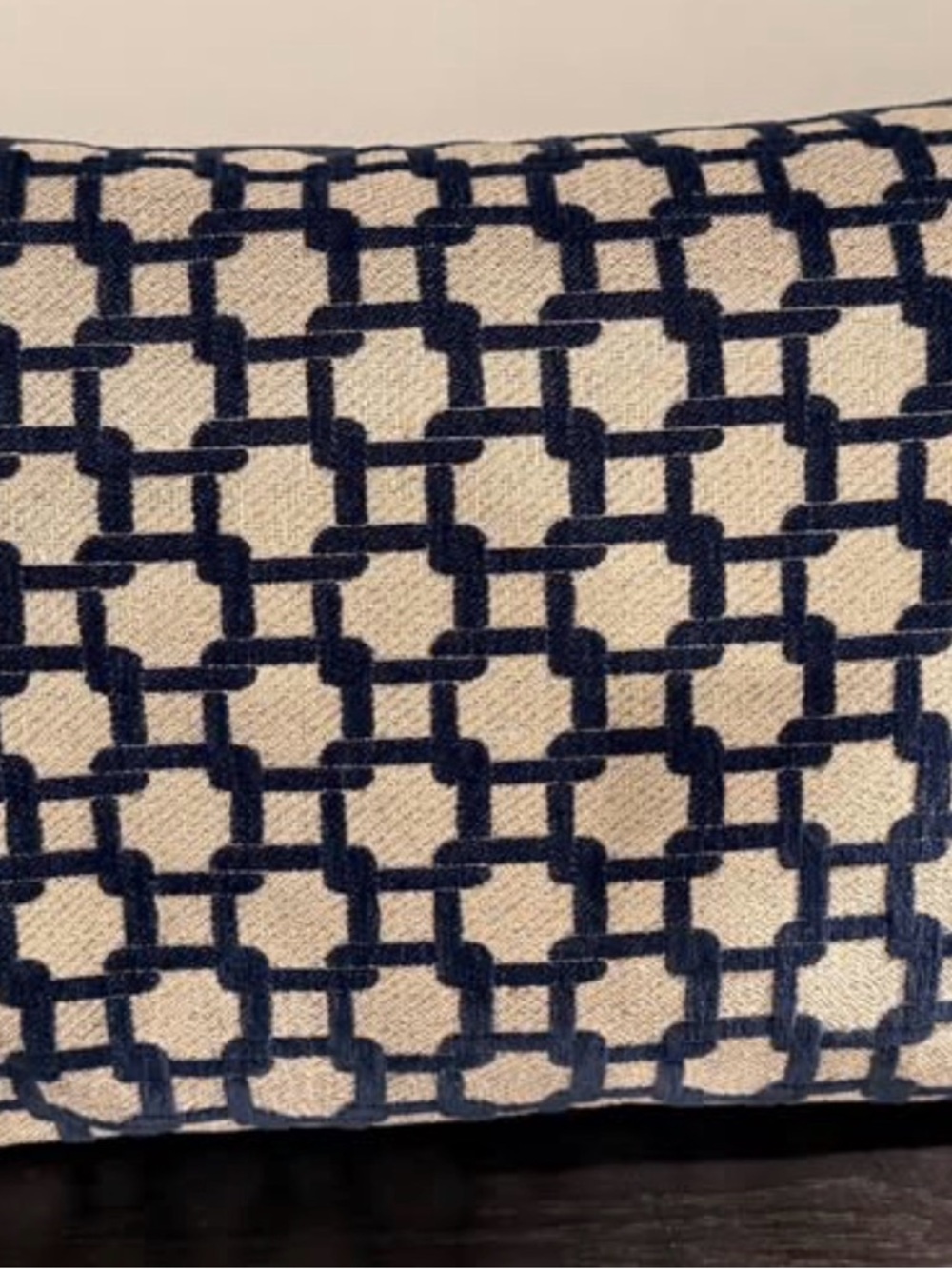 Navy Chain-Link Pattern Decorative Lumbar Pillow